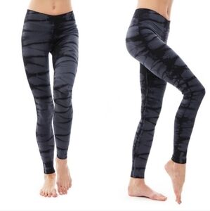 Nux black gray tie dye full length activewear workout yoga leggings